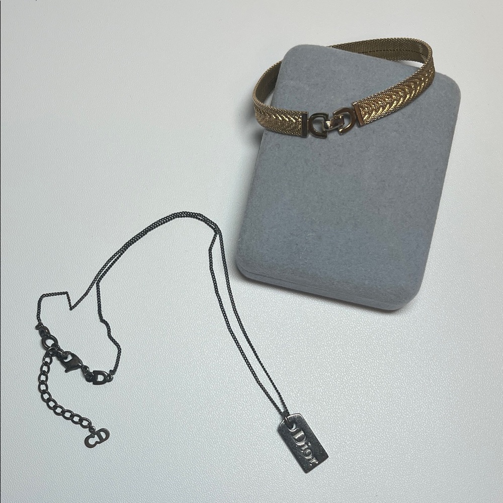 Dior Gunmetal necklace + bracelet
